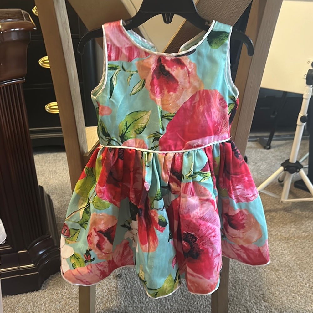 Pink and Orange Sleeveless A-Line Sundress for Wedding Guests